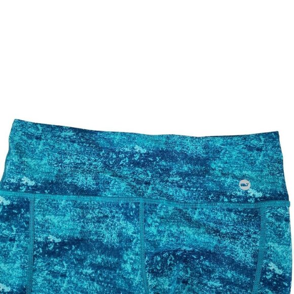 Vineyard Vines Leggings Womens Small Teal Blue Watercolor Athleisure Gym Stretch - Picture 3 of 11